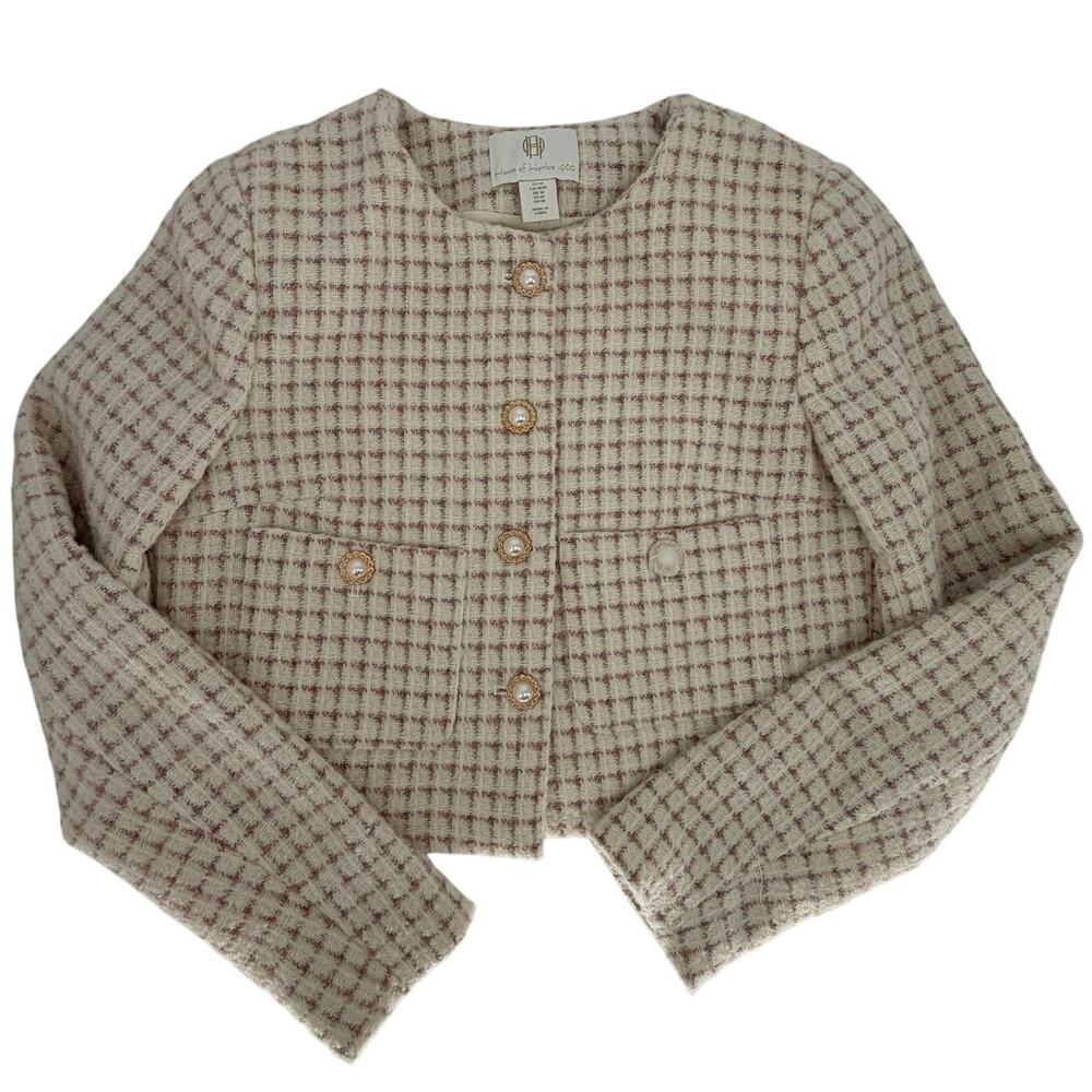 House of Harlow 1960 Plaid Tweed Houndstooth Blazer Jacket Women M 6 8 NEW